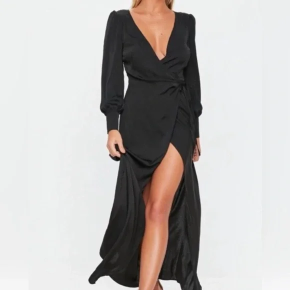missguided satin maxi dress MISSGUIDED Metal Detail Satin Halter Neck Flowy Maxi DressMISSGUIDED